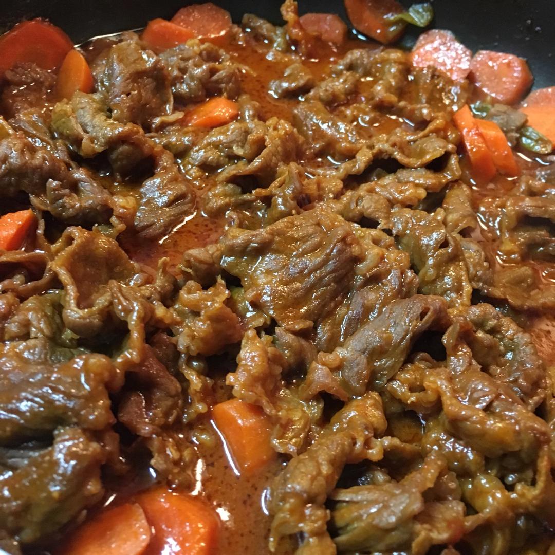 韩式葱爆肥牛 Korean Style Beef with Spring Onion