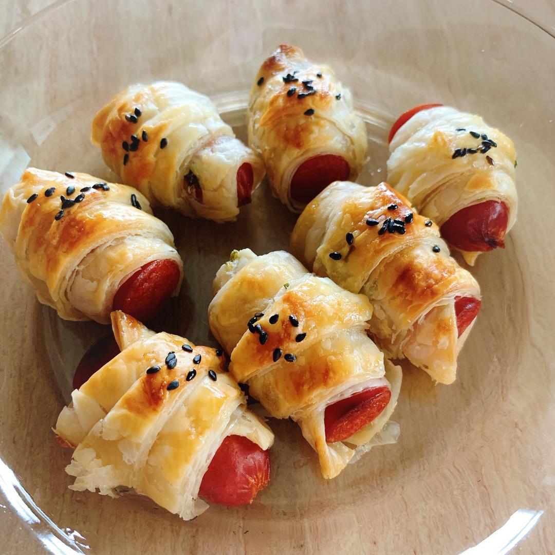 快手早餐小香肠可颂（手抓饼版）