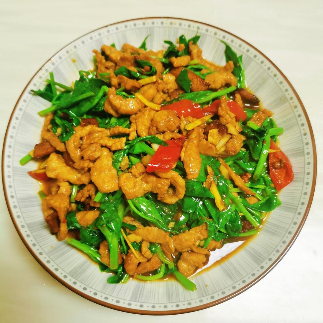豌豆尖炒肉丝