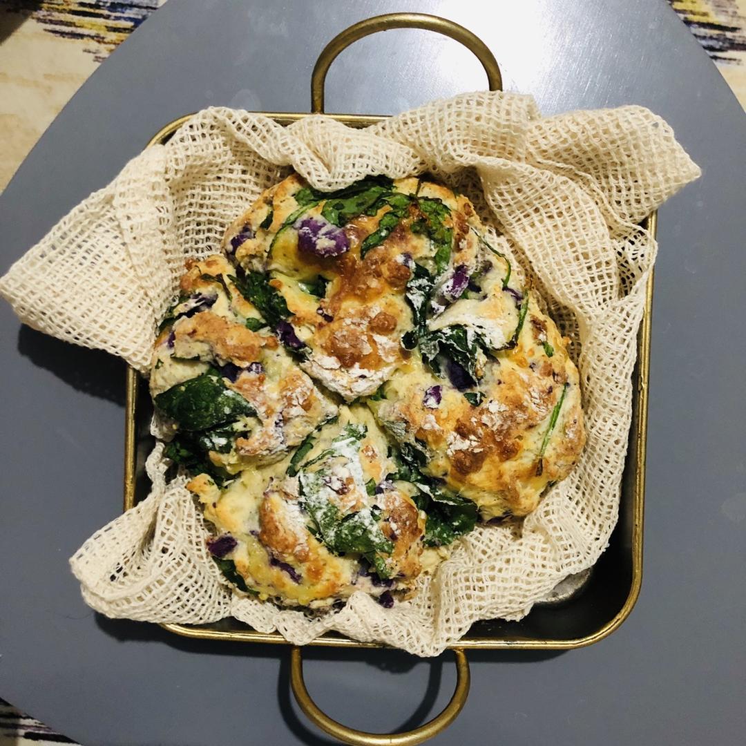 菠菜南瓜奶酪丹波面包丨健康·烘焙