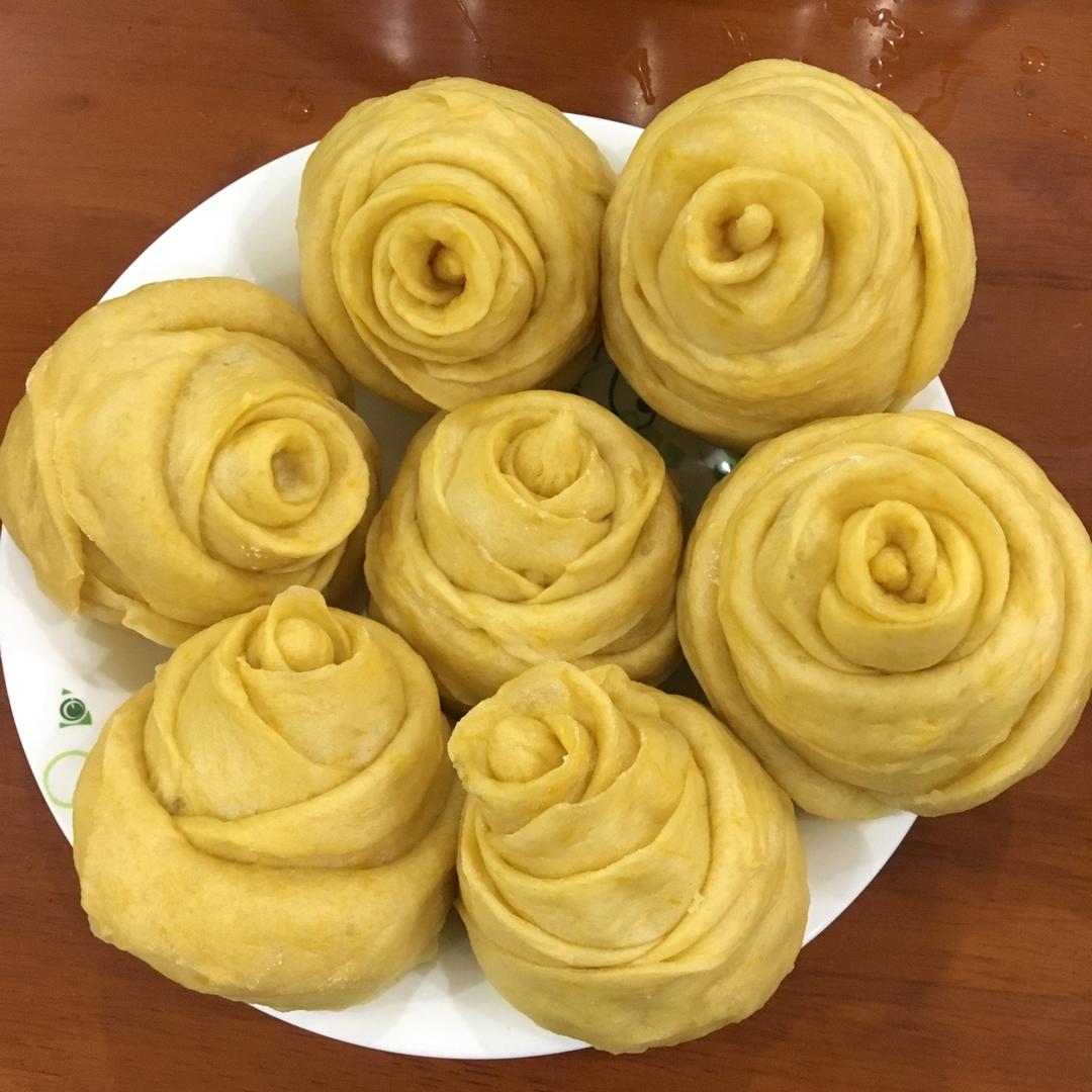 南瓜玫瑰馒头（一次发酵法）