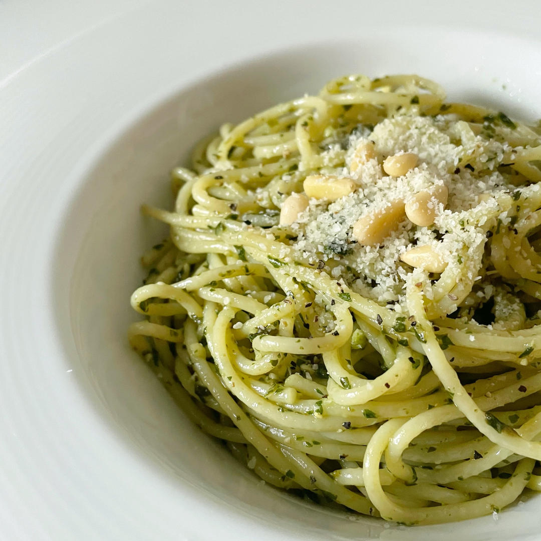 柠_1做的几分钟搞定pesto spaghetti青酱和青酱意面一起搞定