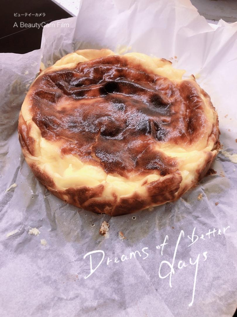 快手的网红basque cheesecake巴斯克焦芝士蛋糕