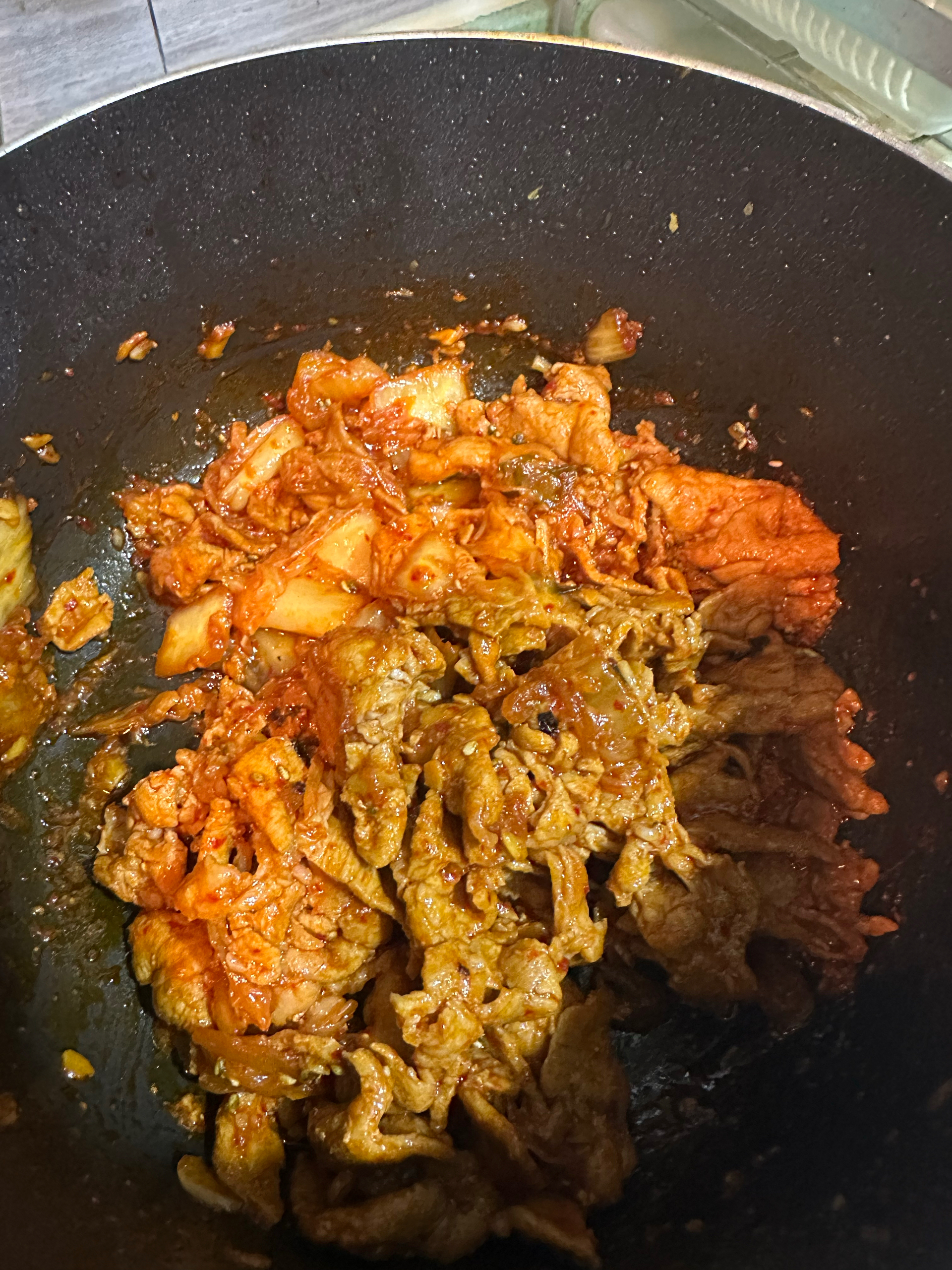 韩国泡菜炒猪肉片Kimchi fried pork belly