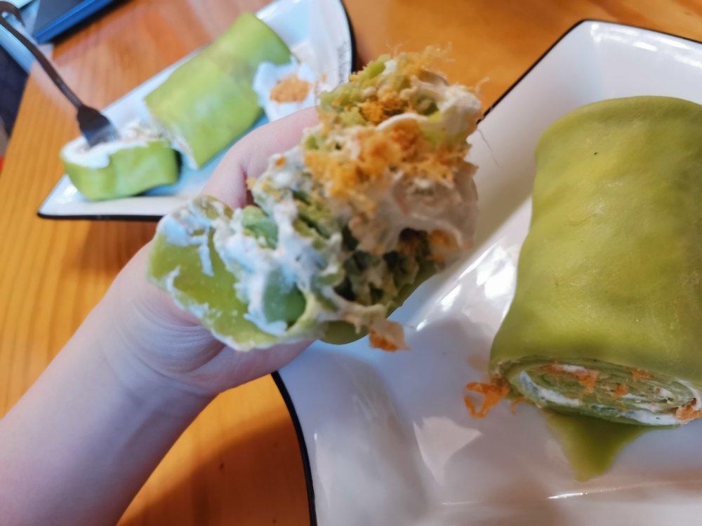 抹茶咸奶油肉松毛巾卷超简单包成功