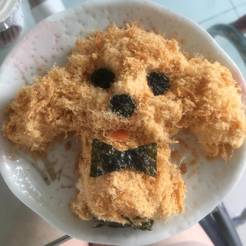 哄娃人气早餐【咸蛋黄肉松饭团】泰迪版-每天都是六一节