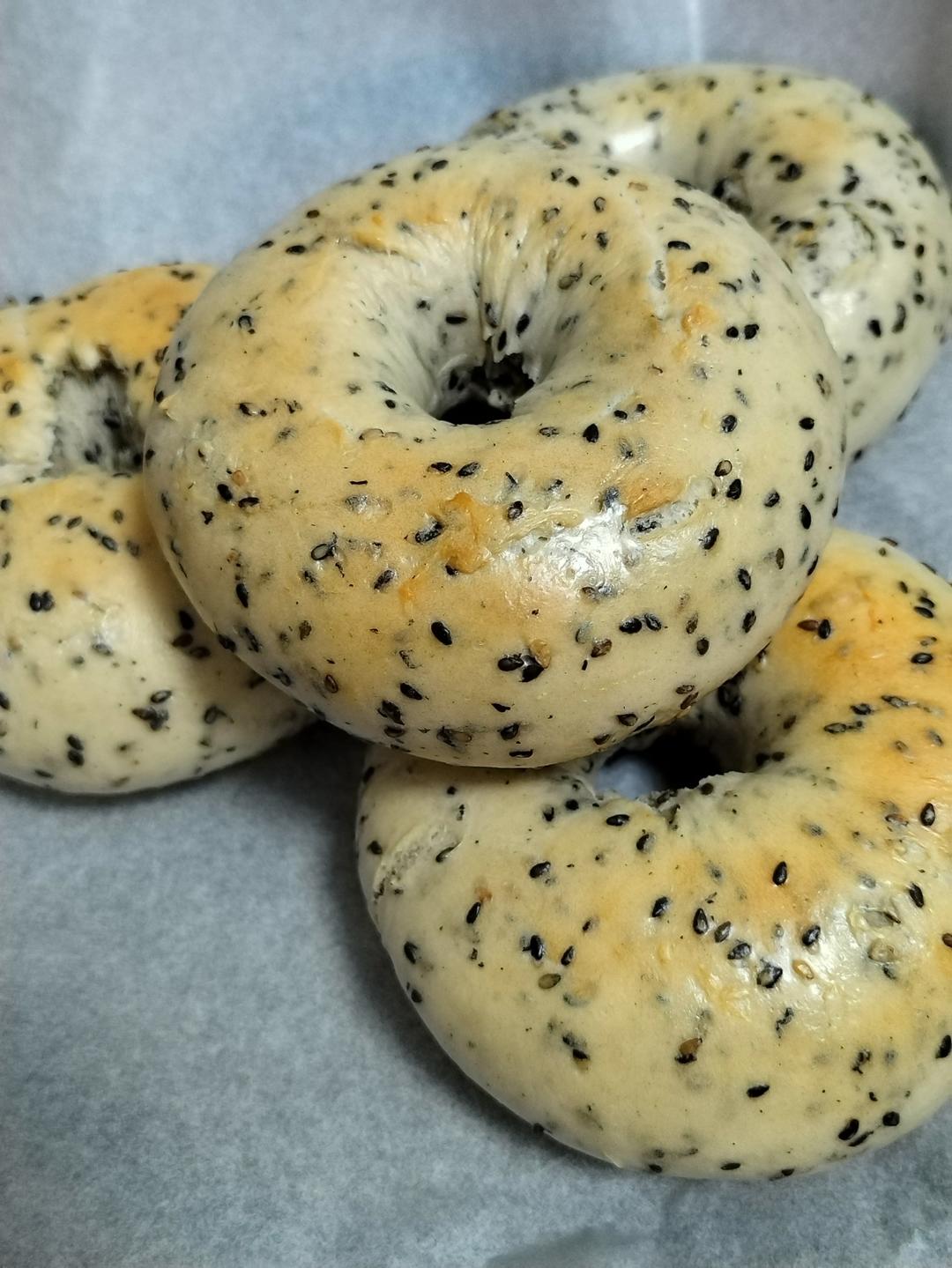 巨好用的贝果配方🔥无油低糖黑芝麻贝果