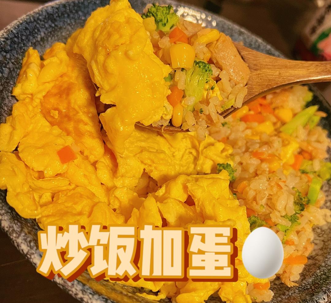炒饭加蛋（健康蔬菜和鱼肉）的做法