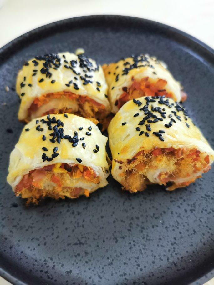 💡手抓饼新吃法｜零失败～🌟酥皮火腿肉松卷🌟
