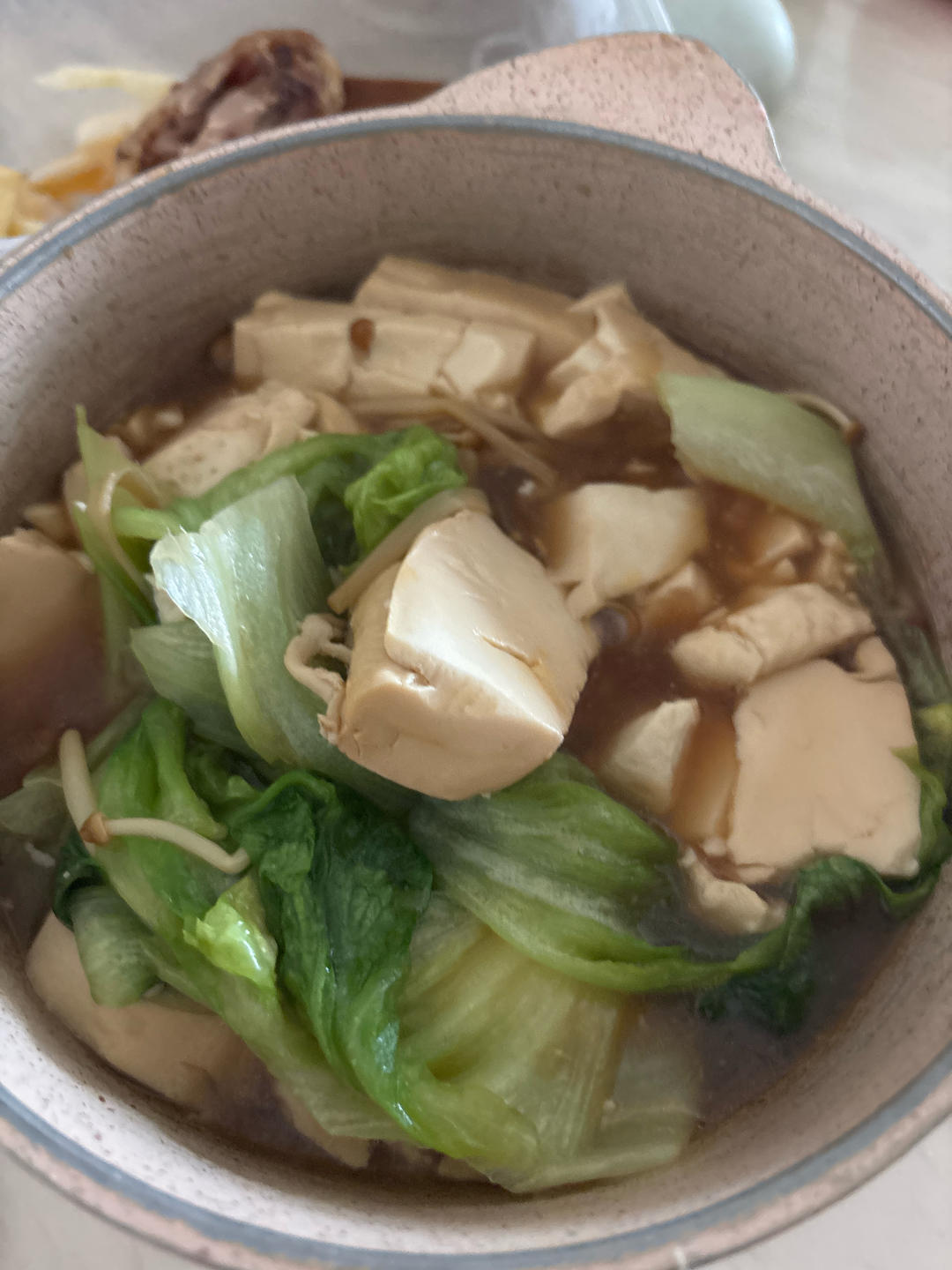 减脂菜～豆腐金针菇生菜汤