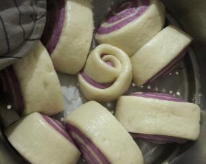 奶香紫薯双色馒头卷的做法 步骤11
