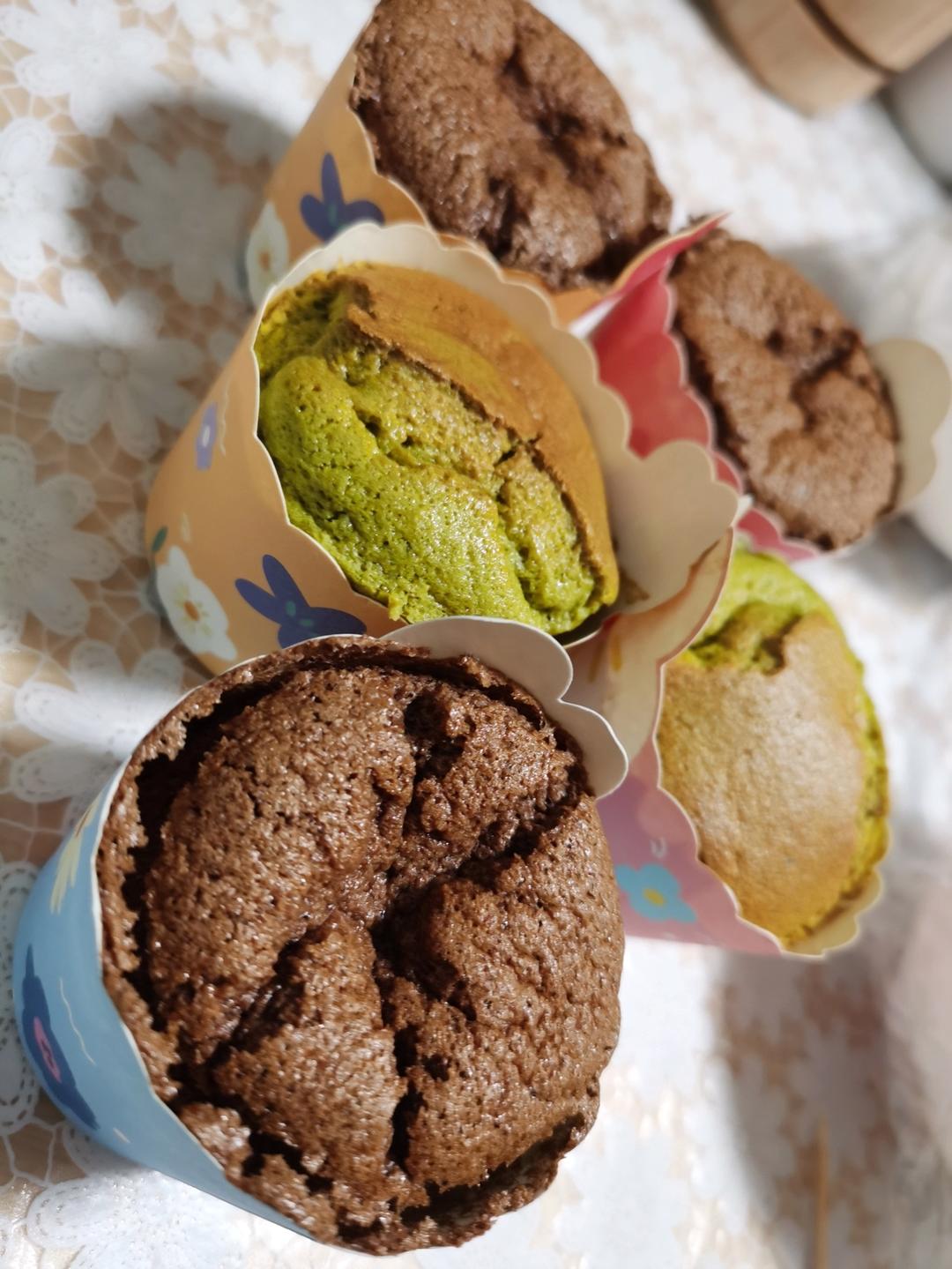 《Tinrry+》香草/抹茶/可可迷你戚风杯子小蛋糕，不用烫面也能湿润哦~