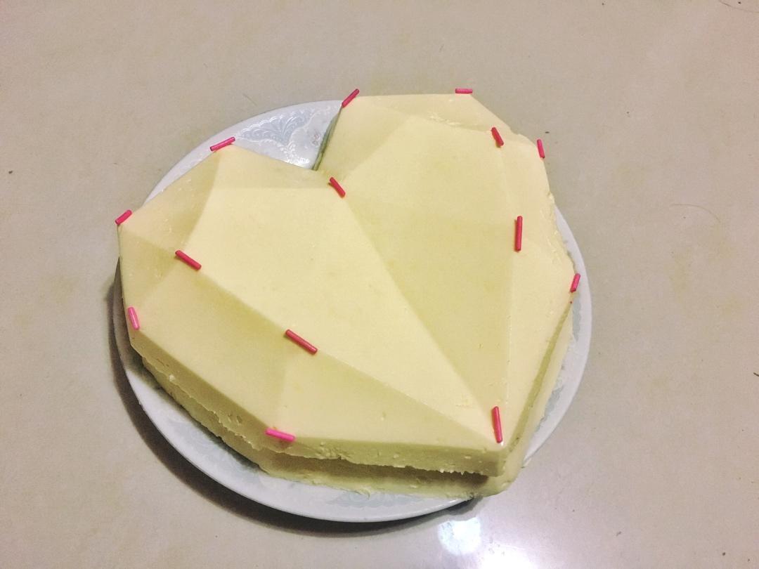 少女❤3D钻石心形覆盆子乳酪慕斯（7寸）