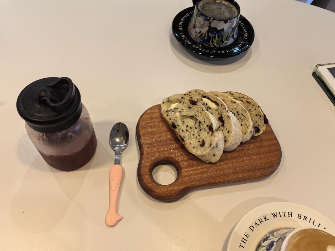 🥖黑芝麻蔓越莓面包｜无油糖无需揉面🉑