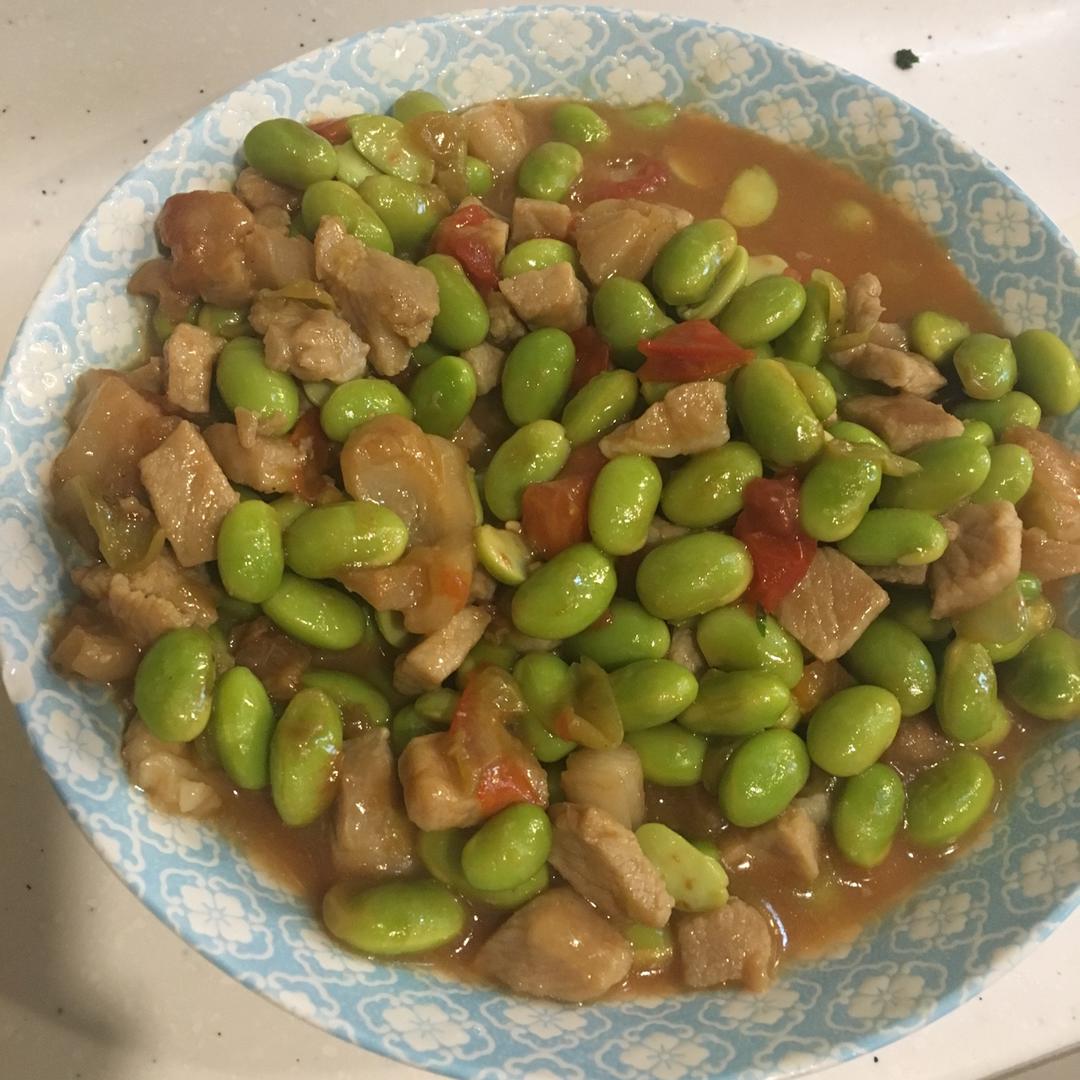 肉末番茄烧毛豆