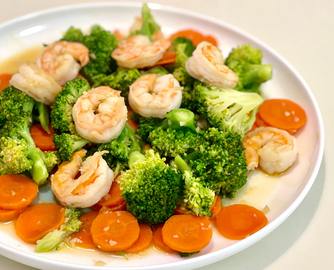 挑战100道家常菜｜半荤｜西兰花炒虾仁