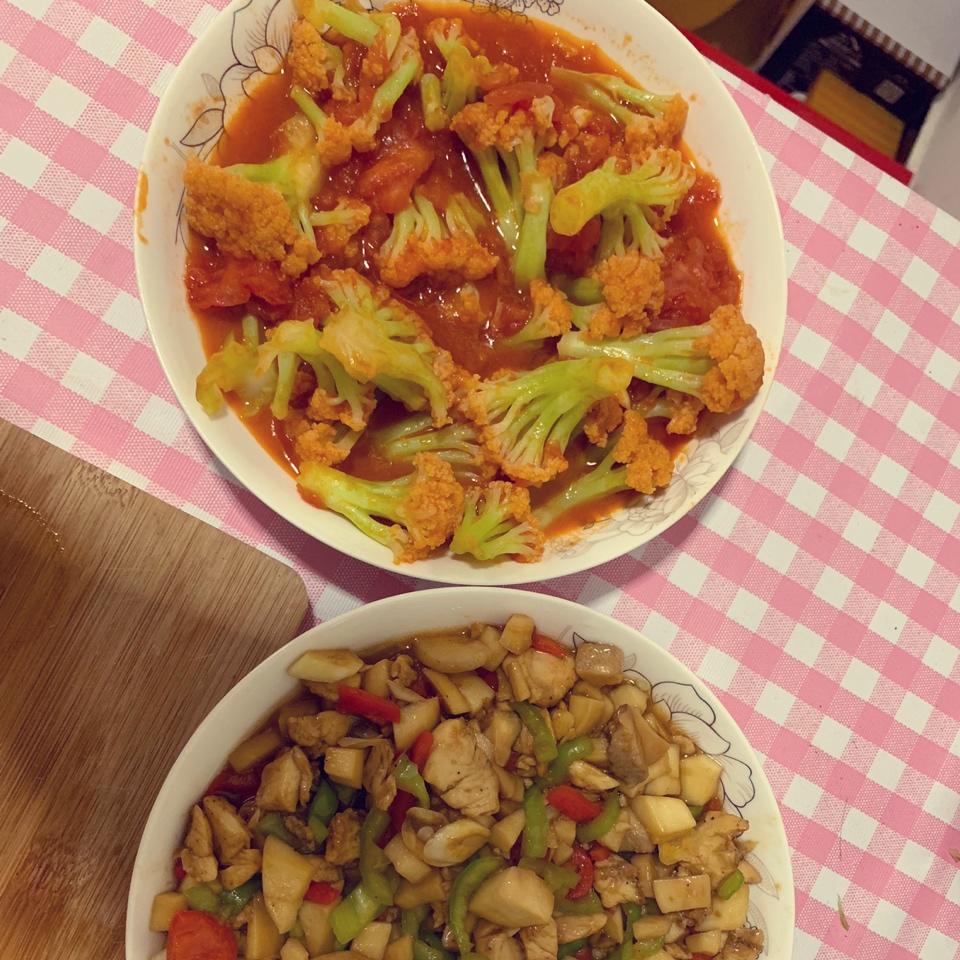 有机花菜炒西红柿