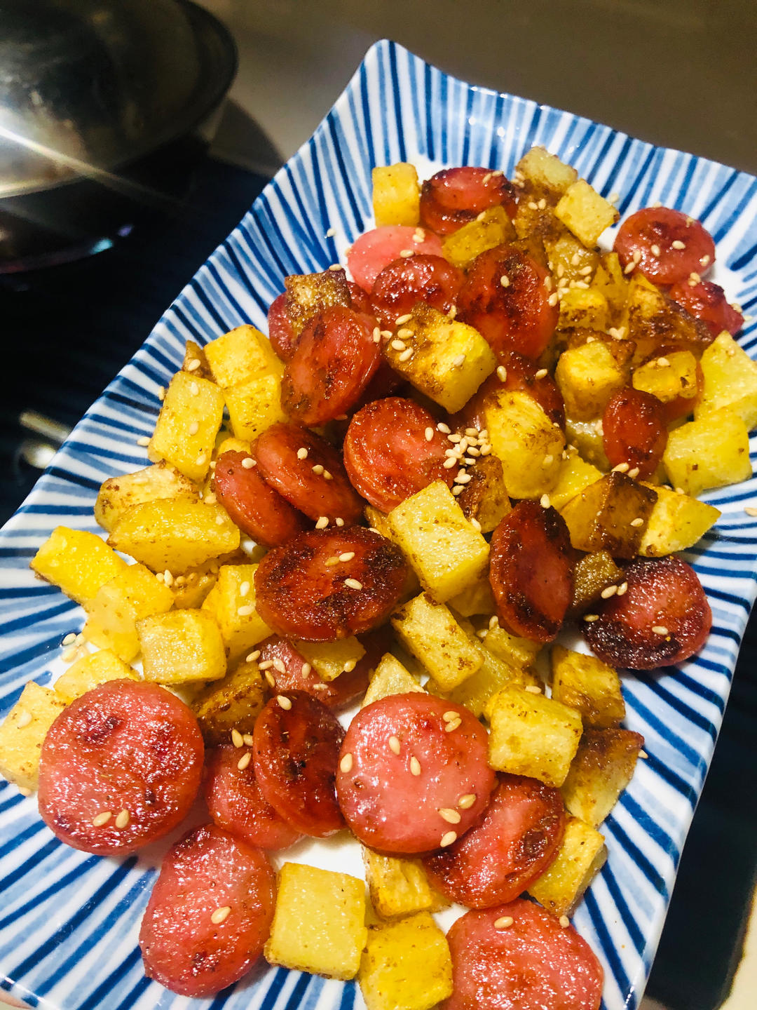 孜然火腿土豆丁