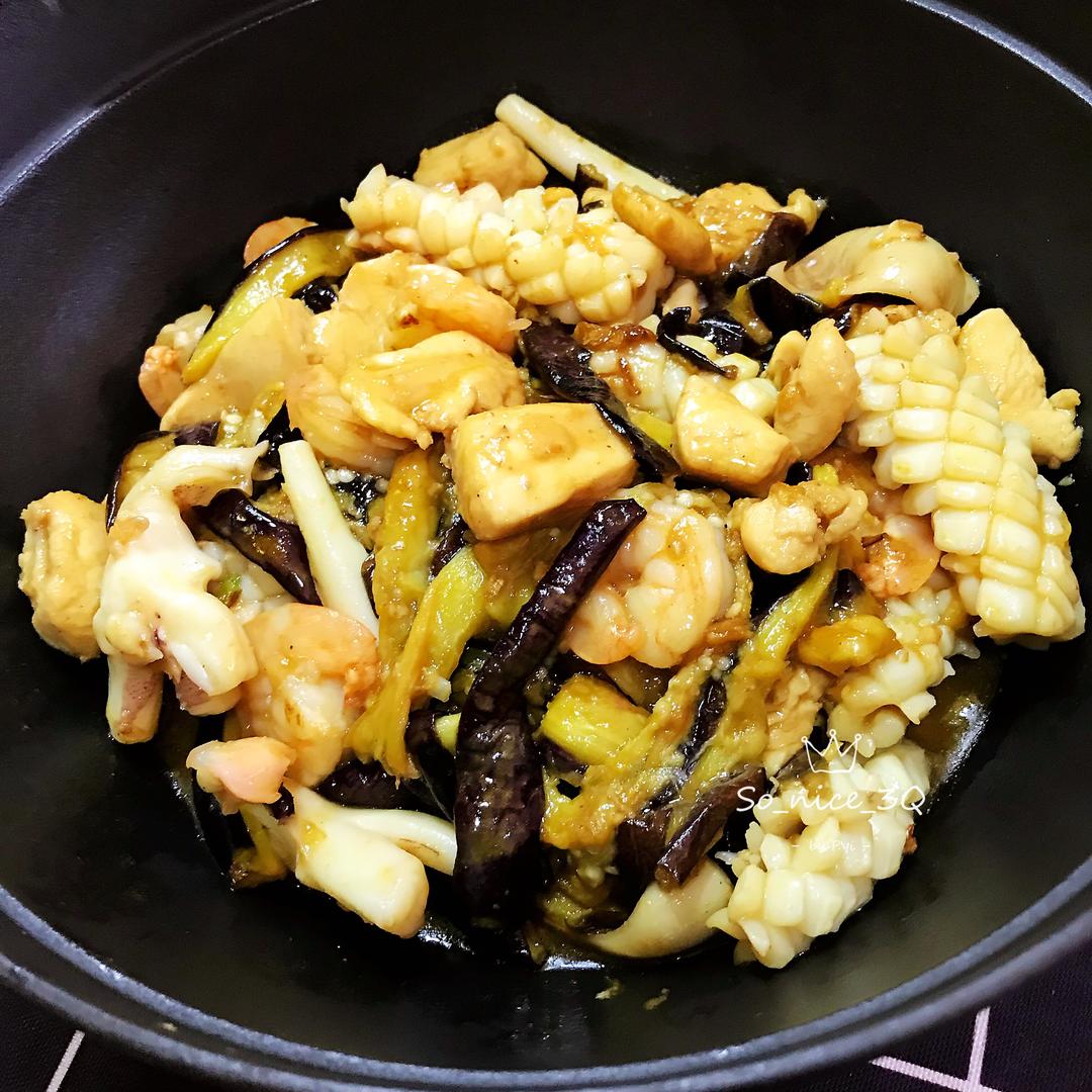 三鲜茄子煲的做法