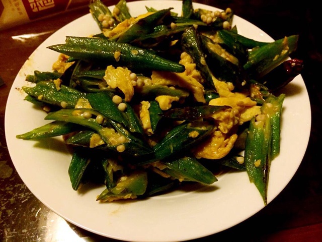 秋葵炒鸡蛋