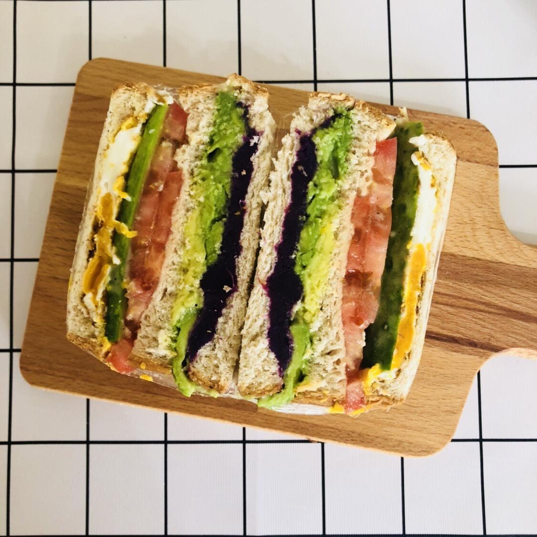 0人做过这道菜王小佳小厨用料全麦面包6片彩虹全麦三明治 低脂的做法