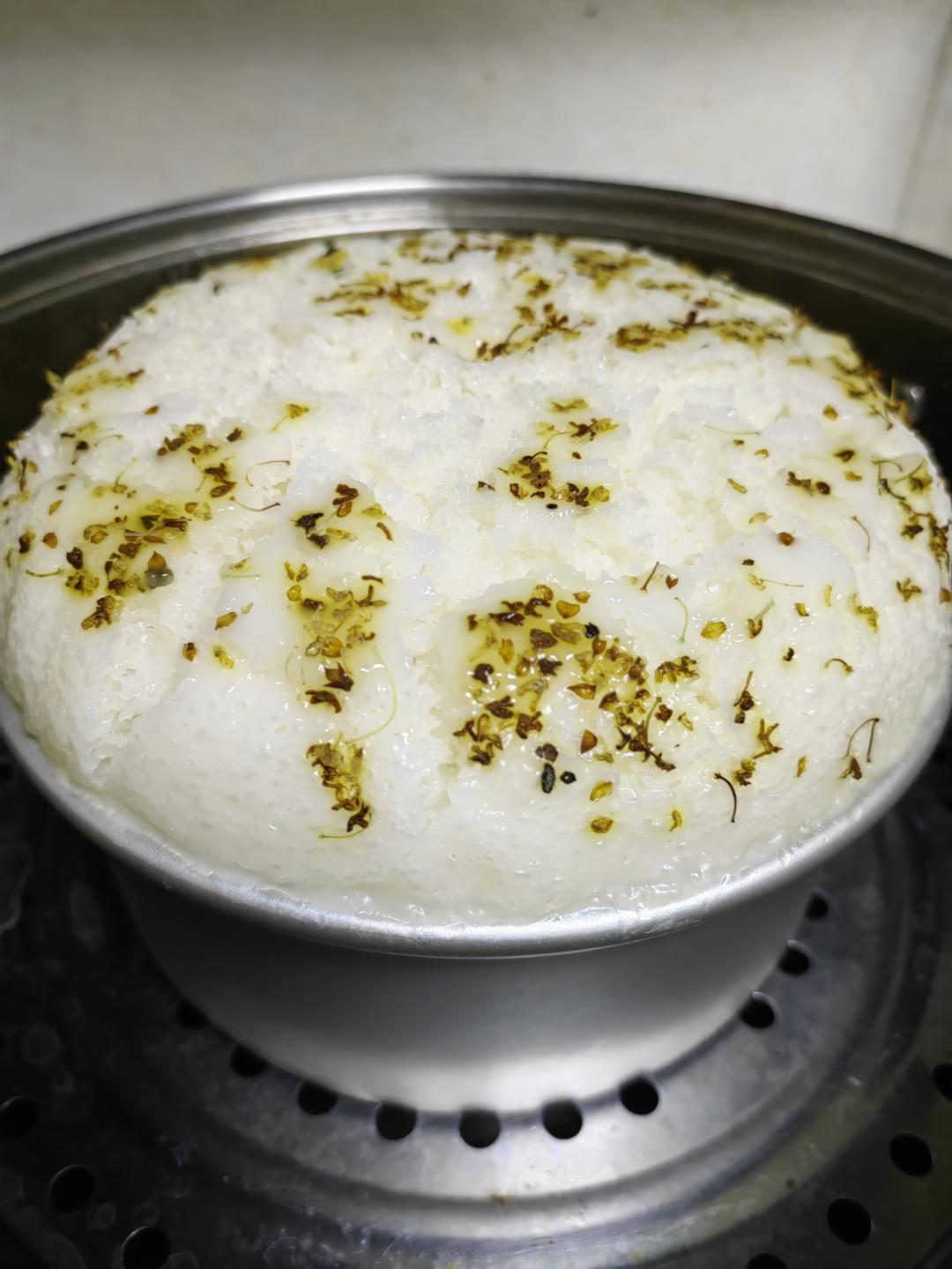 不加面粉！纯大米桂花发糕，搅一搅就成功