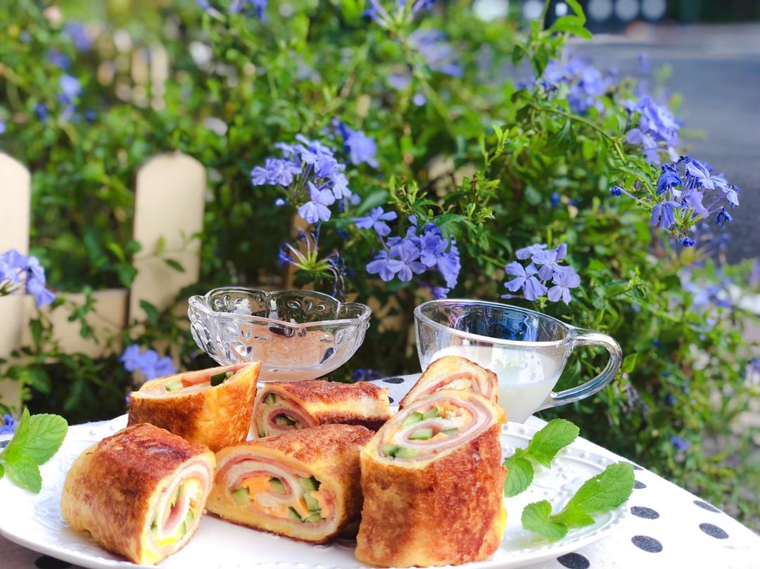 火腿蔬菜吐司卷