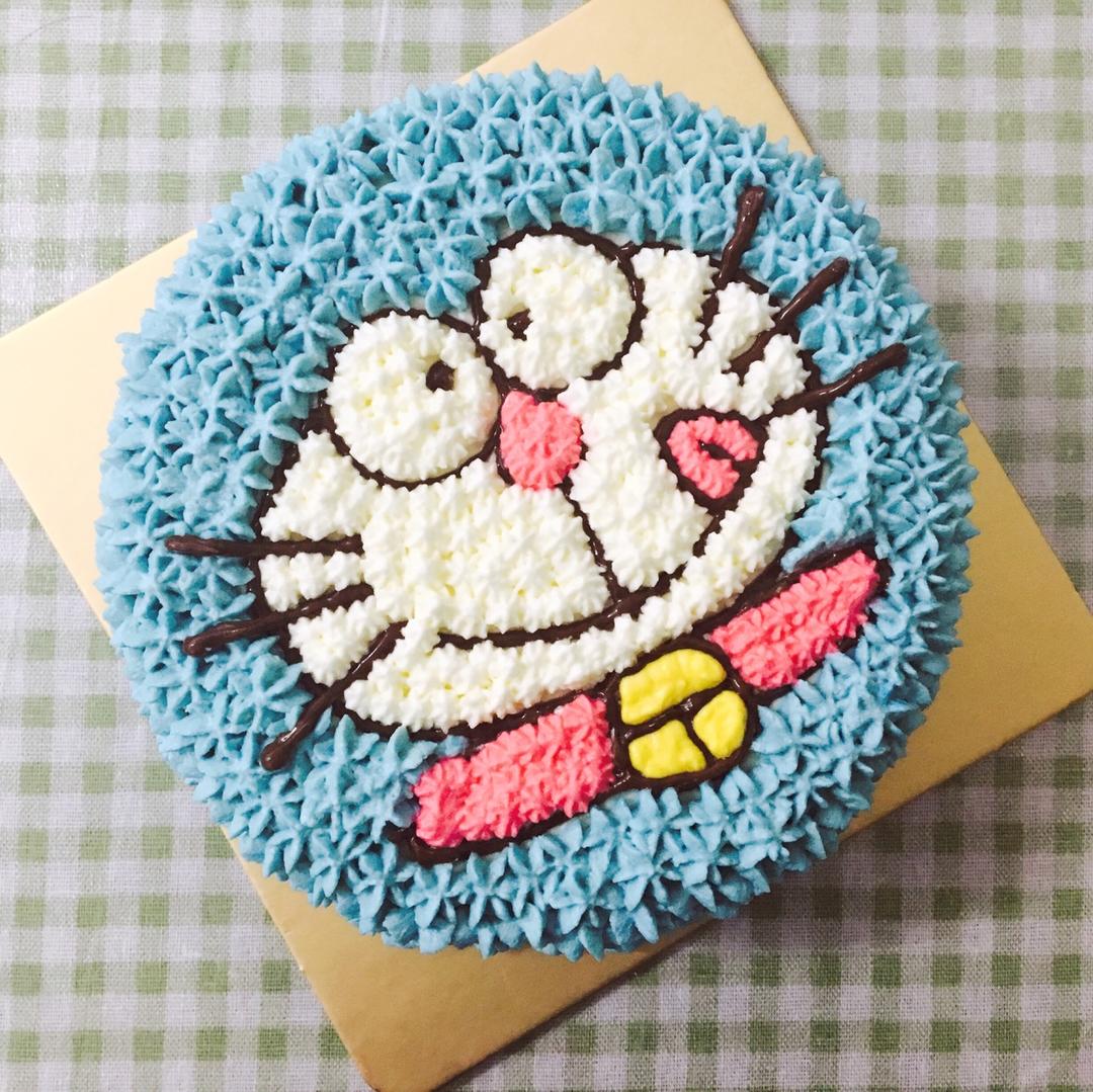 众里寻她千百度1做的哆啦a梦蓝胖子卡通裱花蛋糕