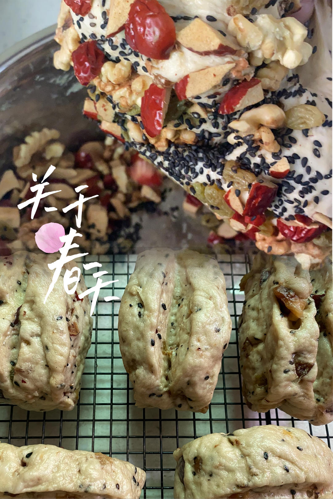 养生红糖红枣黑芝麻核桃馒头