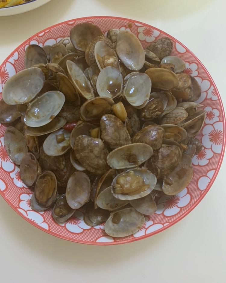 葱炒花蛤