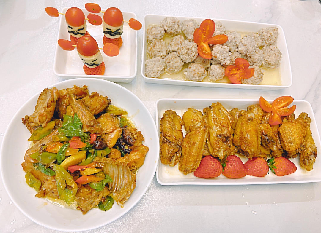 可乐鸡翅，肉丸子，啤酒兔肉