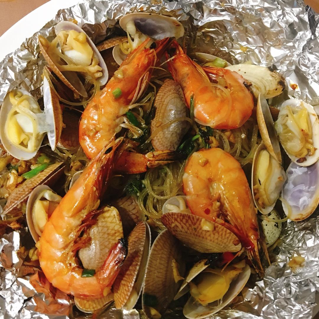 蒜蓉粉丝烤花蛤虾（烤箱版）