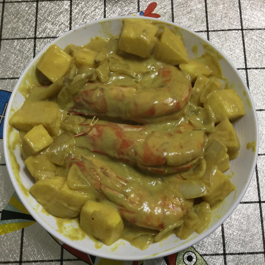 奶香苹果咖喱虾