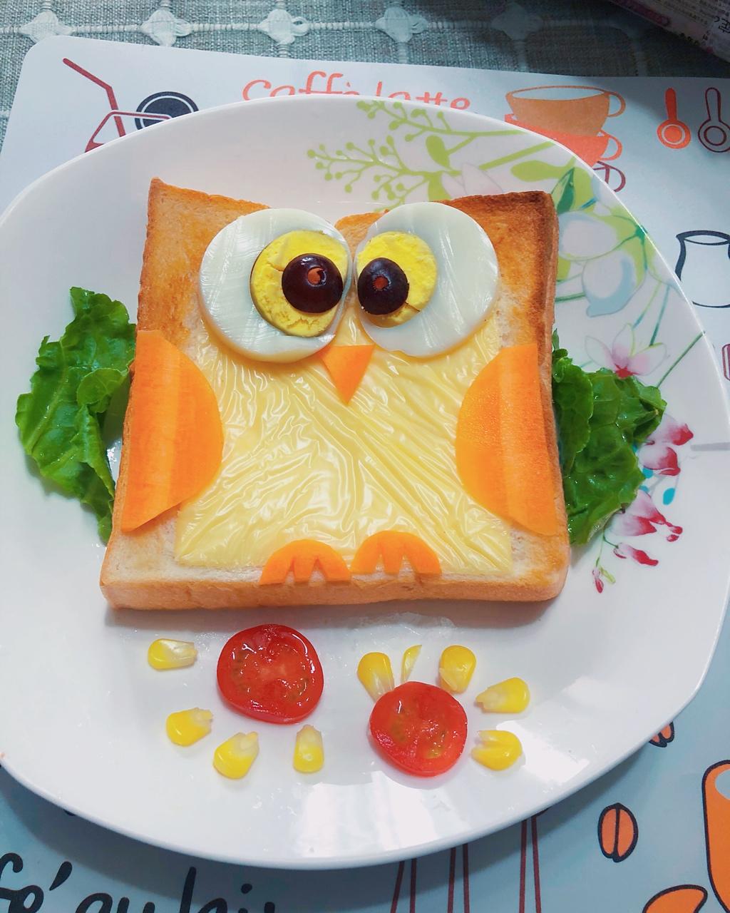 超萌猫头鹰吐司早餐