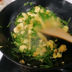 豌豆苗炒鸡蛋，这一口鲜~的做法 步骤11