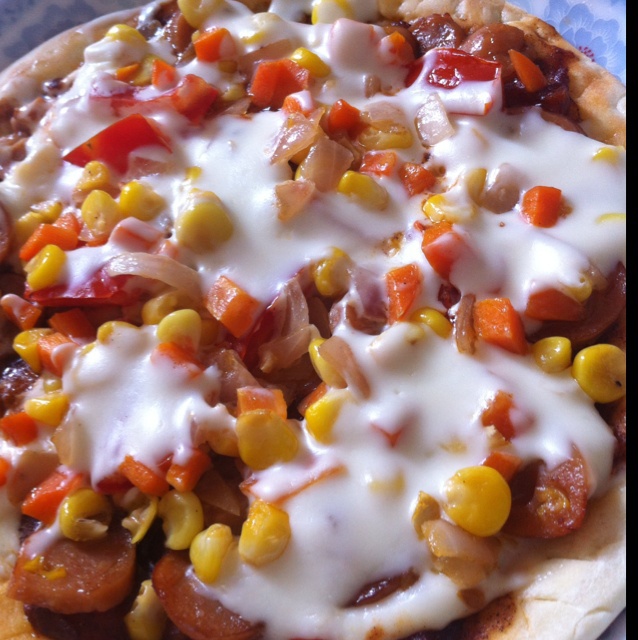 开心小宝贝做的平底锅脆底香肠披萨