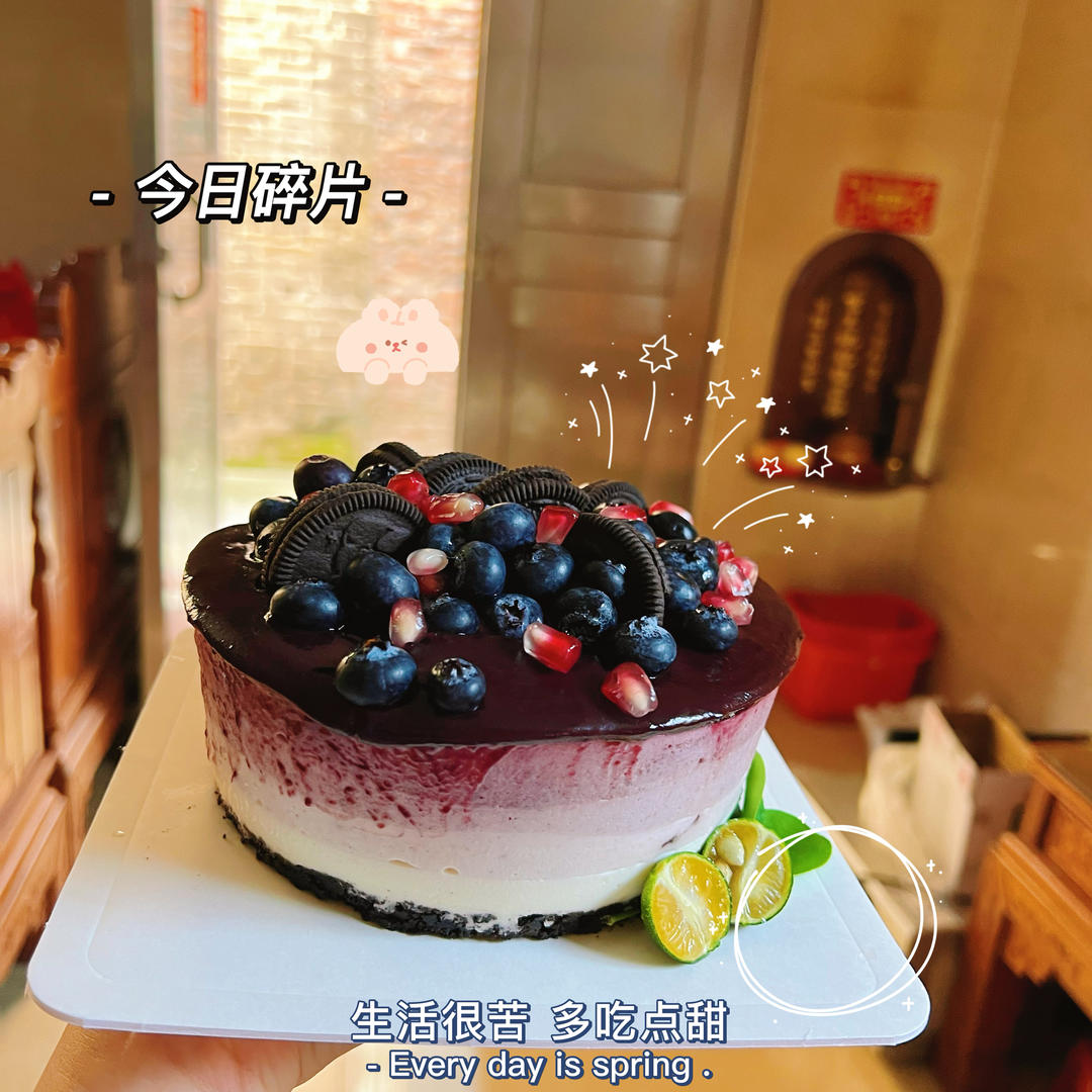 免烤零失败|渐变蓝莓🫐芝士慕斯蛋糕🍰