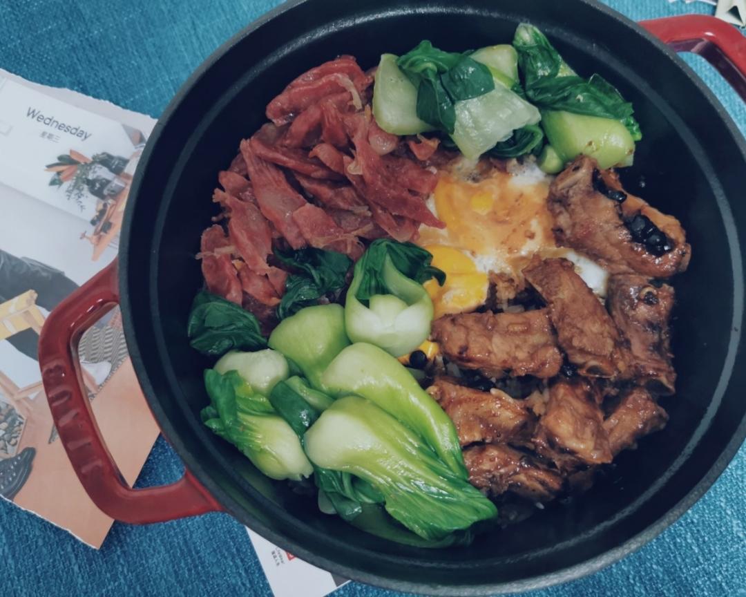 腊味煲仔饭铸铁锅珐琅锅做法