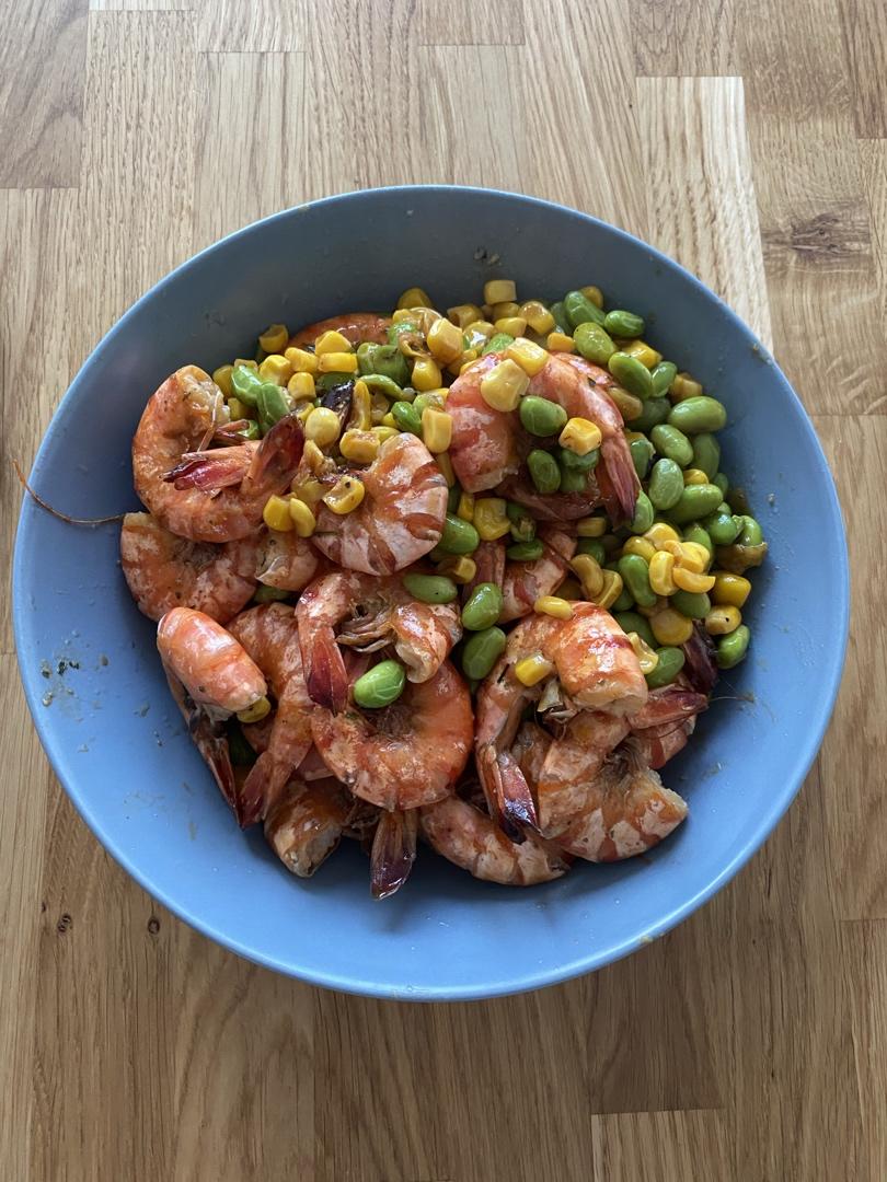 青豆玉米炒虾仁