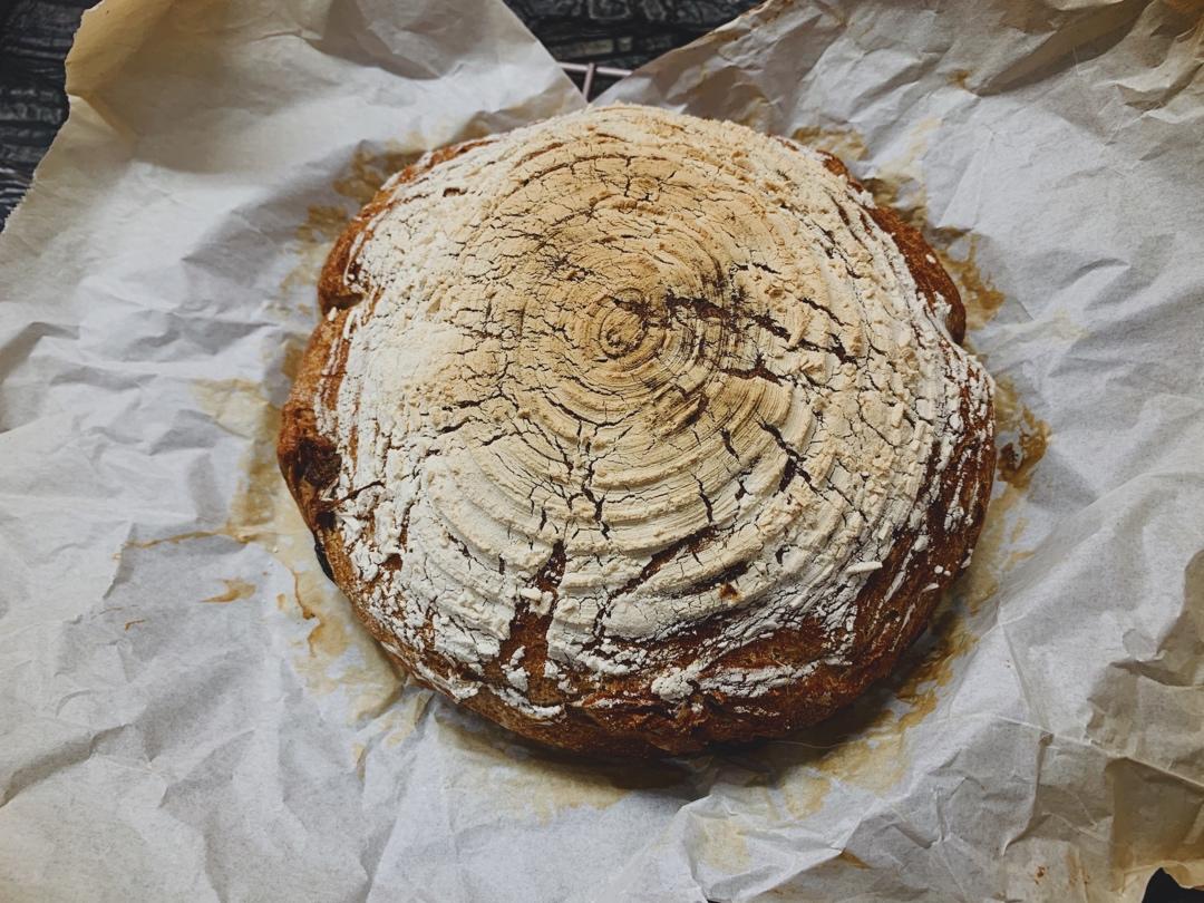 懒总铸铁锅版健身减肥必吃的【真·全麦朗姆酒葡萄核桃欧包】