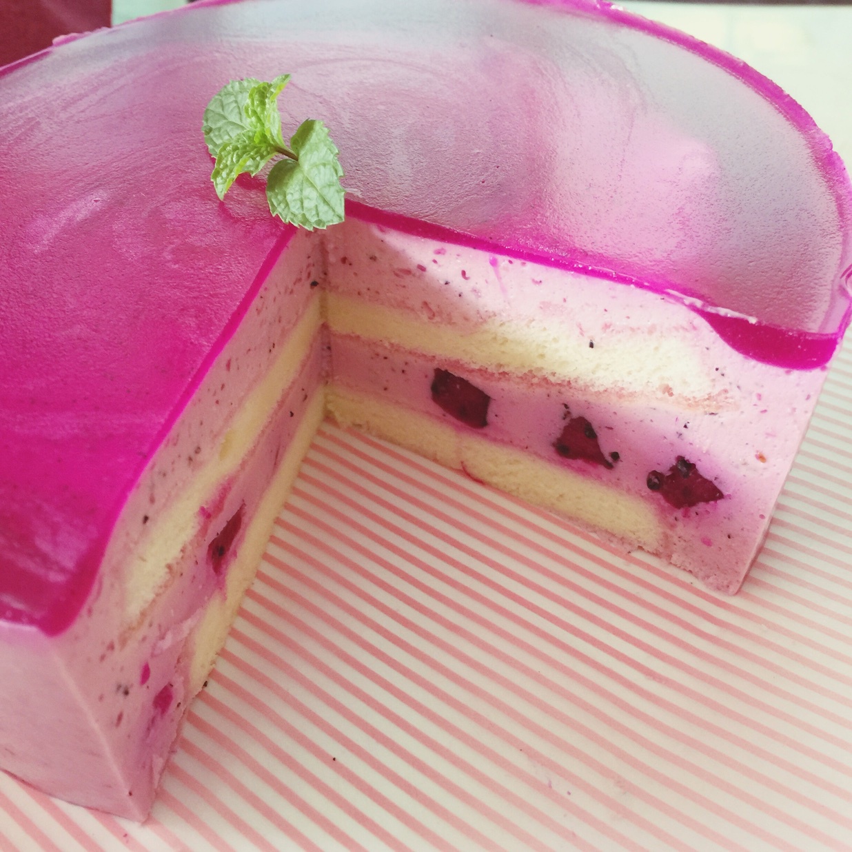 suedy苏打妞做的火龙果奶酪酸奶慕斯