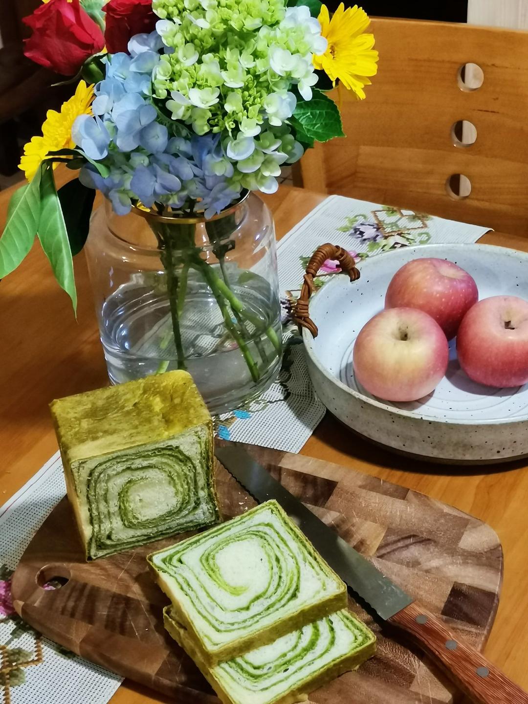 抹茶红豆馅吐司