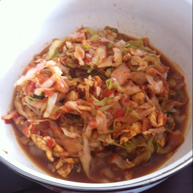 西红柿圆白菜炒蛋