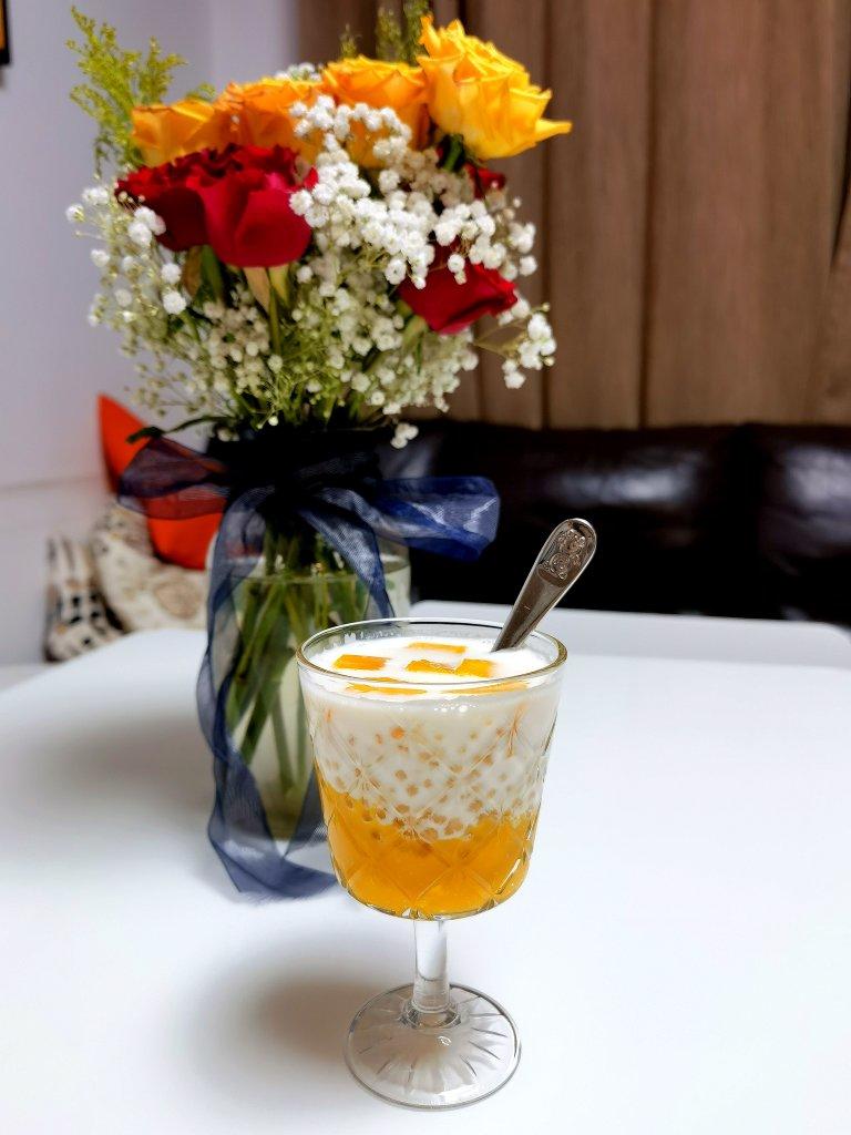 港式甜品——杨枝甘露(芒果西米露)附芒果花切法