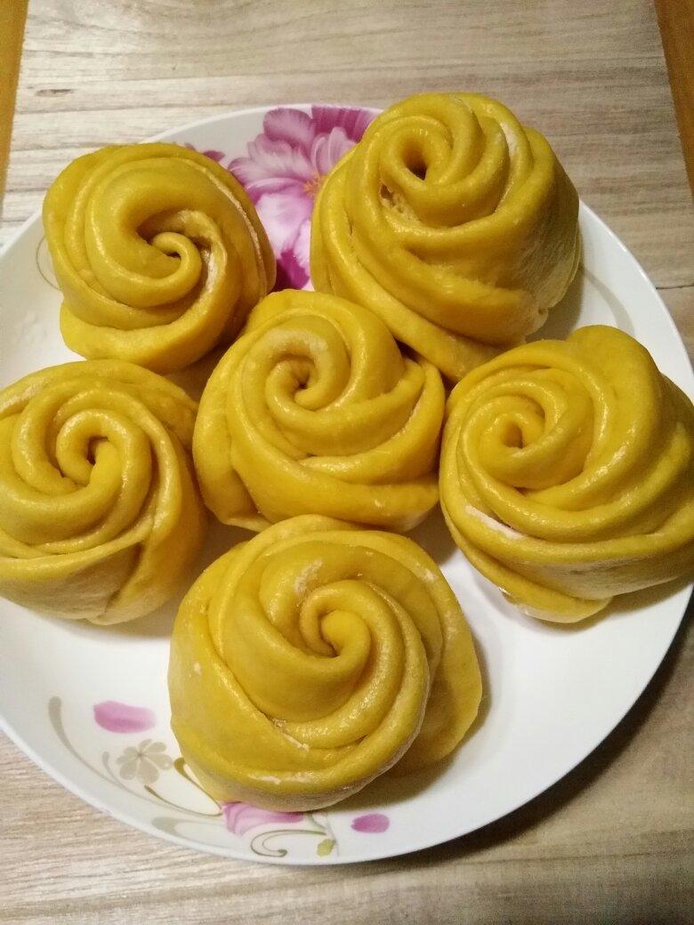 南瓜玫瑰馒头（一次发酵法）