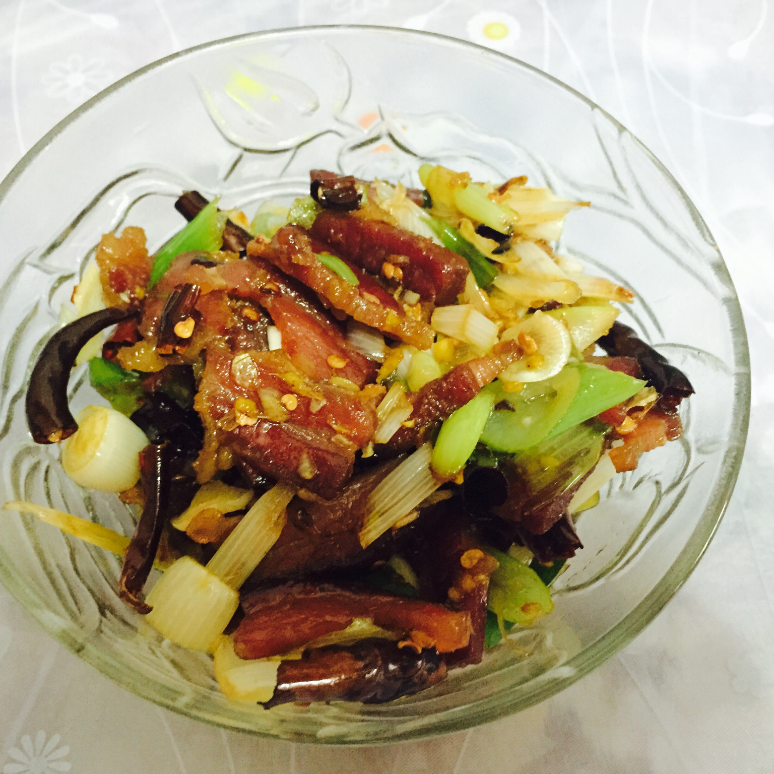 大葱炒腊肉