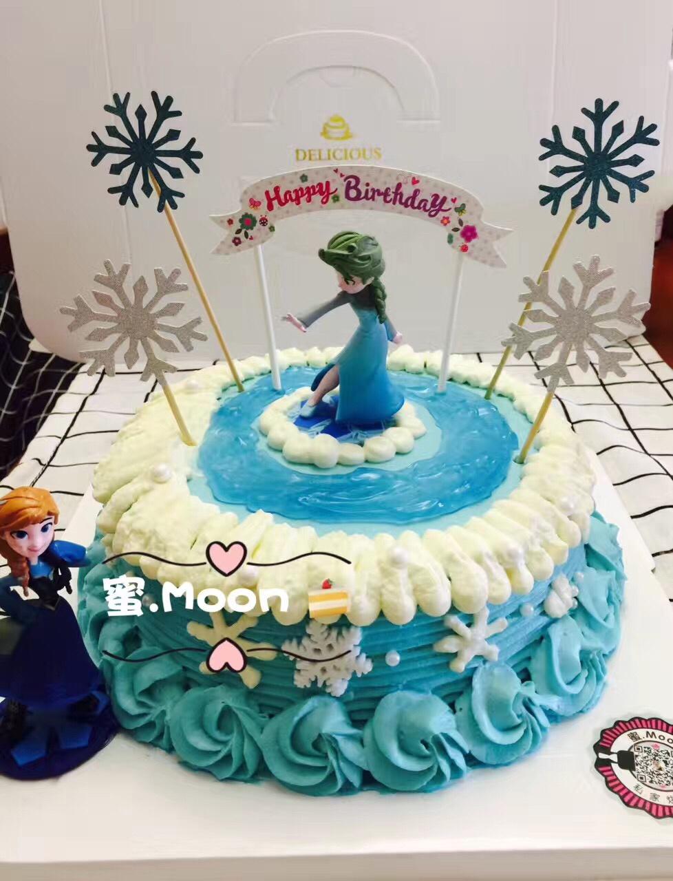 冰雪奇缘主题双层蛋糕--Frozen艾莎