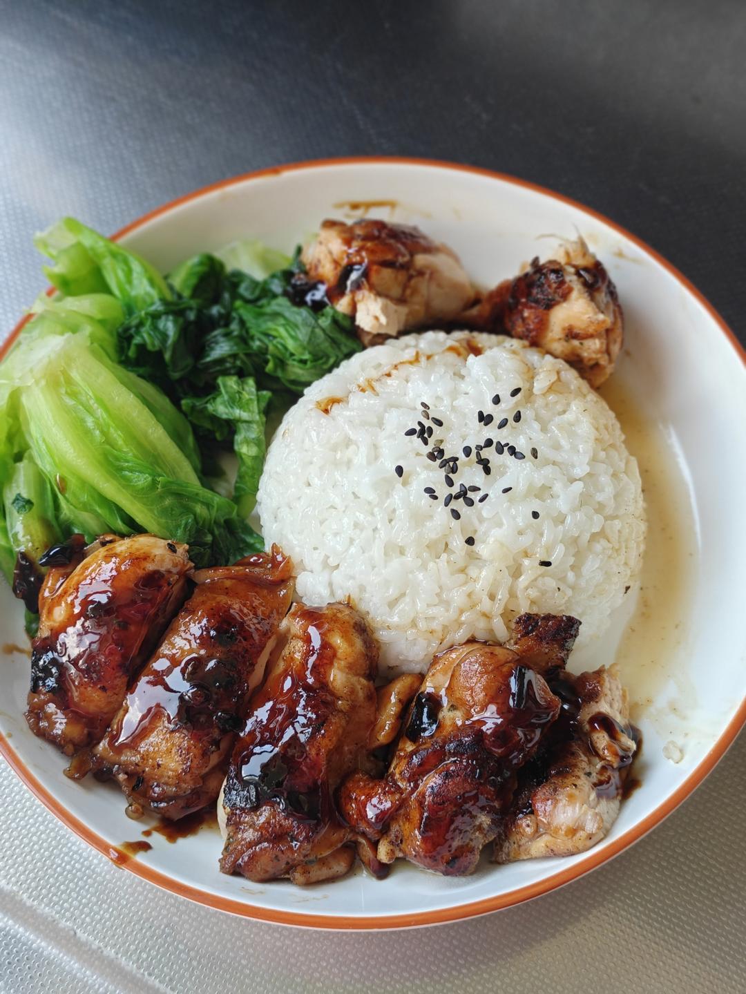 不放一滴油的照烧鸡腿饭