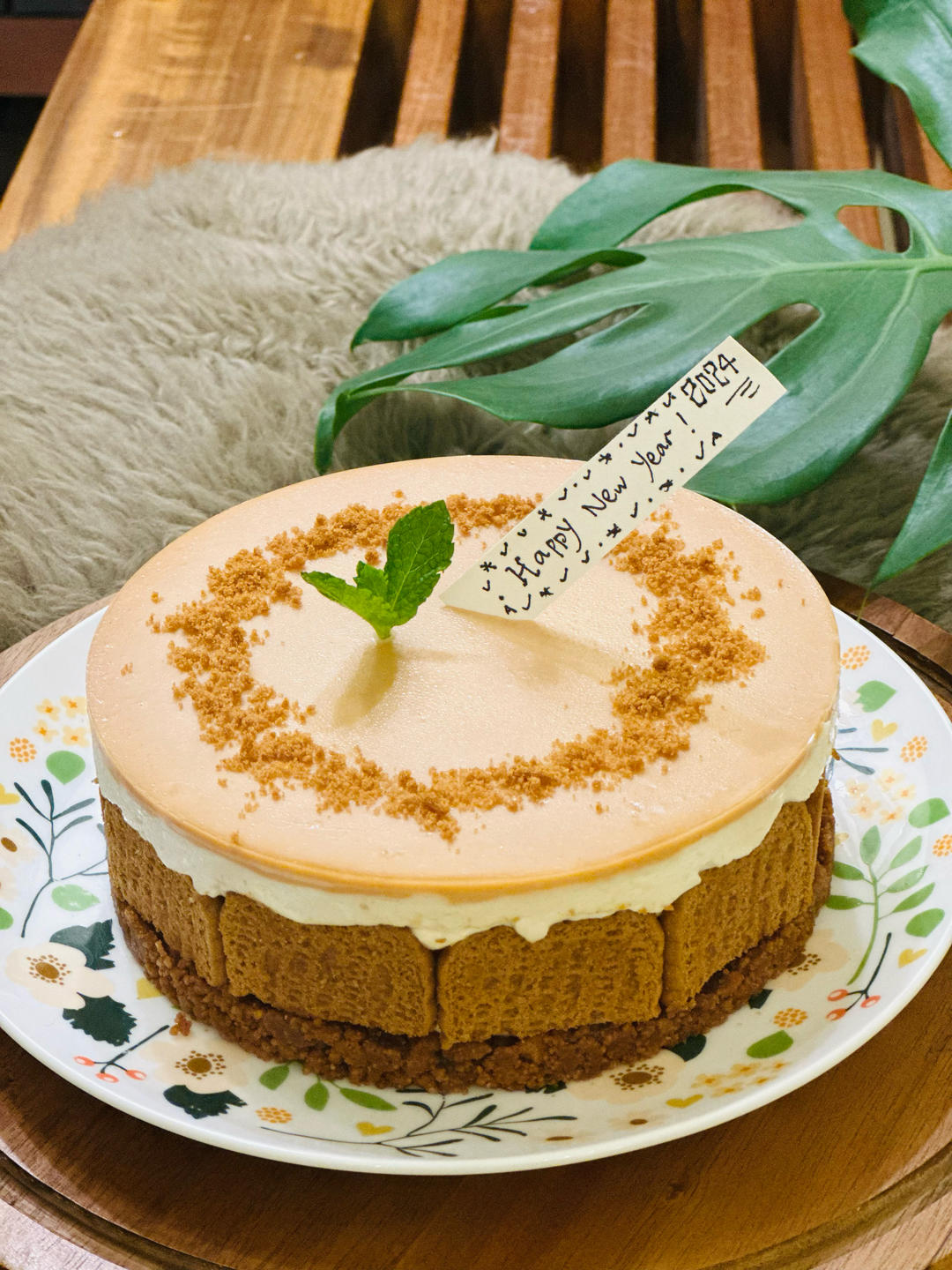 海盐焦糖芝士蛋糕🍯免烤箱秋冬超治愈高颜值蛋糕