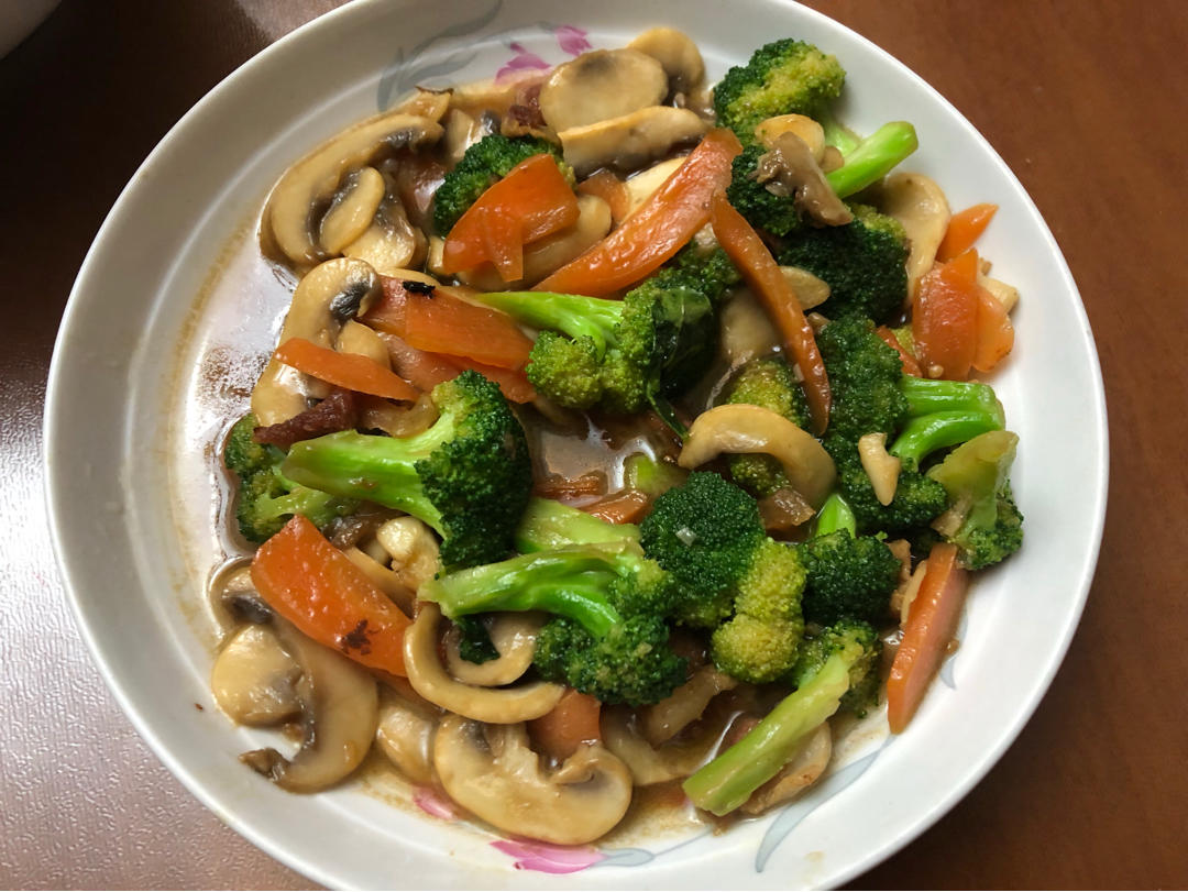 健康低脂家常菜—西兰花炒口蘑